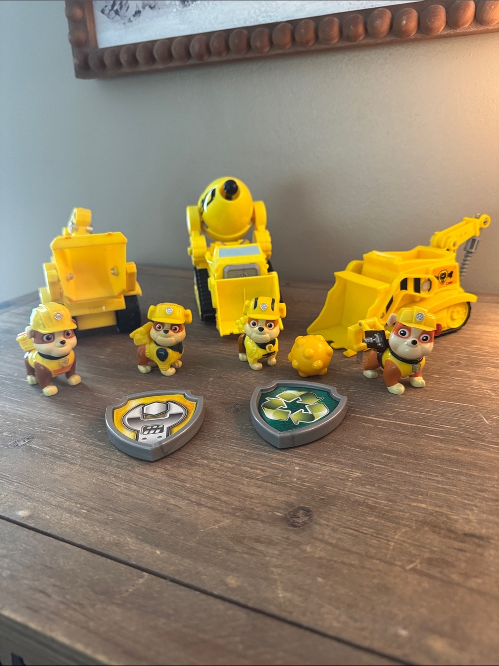 Paw Patrol Rubble Construction Team Playset - Bright Yellow Vehicles & Badges